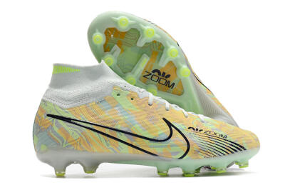 Nike Air Zoom Mercurial Superfly 9 Elite AG High-Tops Soccer Cleats - White/Green/Orange