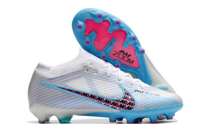 Nike Air Zoom Mercurial Vapor 15 Elite AG Low-Tops Soccer Cleats - White/Blue/Pink