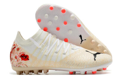 Puma Future Z 1.3 Instinct MG Low-Tops Soccer Cleats - White/Gold/RED
