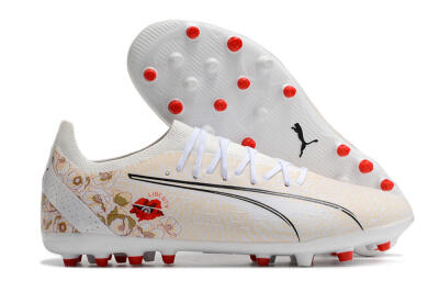 Puma Ultra Ultimate MG Low-Tops Soccer Cleats - White/Gold/Red