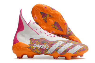 Adidas Predator Freak+ FG High-Tops Soccer Cleats - White/Orange