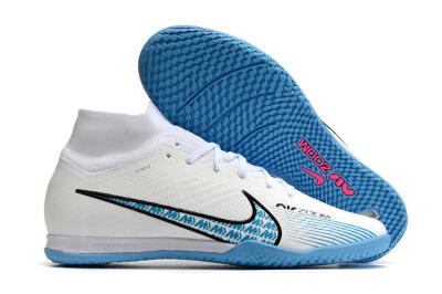 Nike Air Zoom Mercurial Superfly 9 Elite IC High-Tops Soccer Shoes - White/Blue/Black