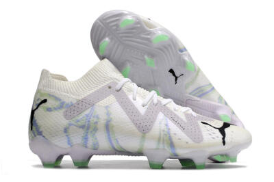 Puma Future Ultimate FG Low-Tops Soccer Cleats - White/Grey/Blue