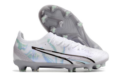 Puma Ultra Ultimate FG Low-Tops Soccer Cleats - White/Green/Blue/Black