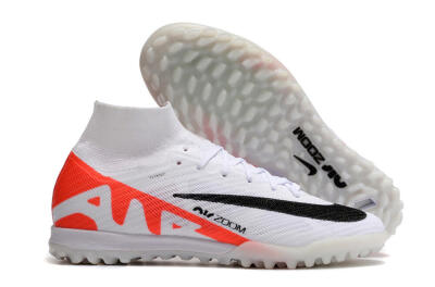 Nike Air Zoom Mercurial Superfly 9 Elite TF High-Tops Soccer Shoes - White/Black/Red