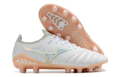 Mizuno Morelia Neo 3 FG Low-Tops Soccer Cleats - White/Blue/Pink