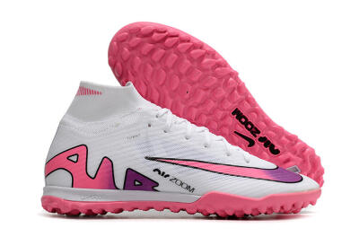Nike Mercurial Superfly 9 Elite TF High-Tops Soccer Shoes - White/Pink