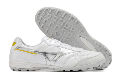 Mizuno Morelia Sala Japan TF Low-Tops Soccer Shoes - White/Silver/Yellow