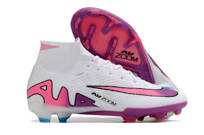 Nike Air Zoom Mercurial Superfly 9 Elite FG High-Tops Soccer Cleats - White/Pink/Purple