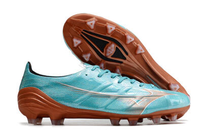 Mizuno Morelia Alpha FG Low-Tops Soccer Cleats - Blue/Brown
