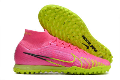 Nike Air Zoom Mercurial Superfly 9 Elite TF High-Tops Soccer Shoes - Pink/Green/Black