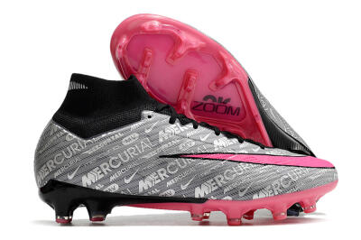 Nike Air Zoom Mercurial Superfly 9 Elite FG High-Tops Soccer Cleats - Silver/Pink/Black
