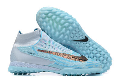 Nike Phantom GX Elite DF Link TF High-Tops Soccer Shoes - Grey/Blue/Black