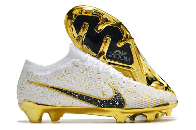 Nike Air Zoom Mercurial Vapor 15 Elite FG Low-Tops Soccer Cleats - White/Gold/Black