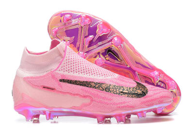 Nike Phantom GX Elite DF Link FG High-Tops Soccer Cleats - Pink/Black/Gold