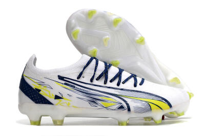 Puma Ultra Ultimate FG Low-Tops Soccer Cleats - White/Blue/Green