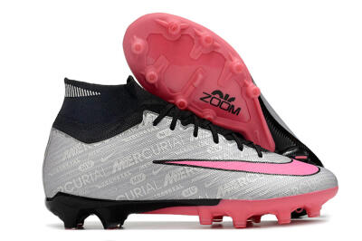 Nike Air Zoom Mercurial Superfly 9 Elite AG High-Tops Soccer Cleats - Sliver/Pink/Black