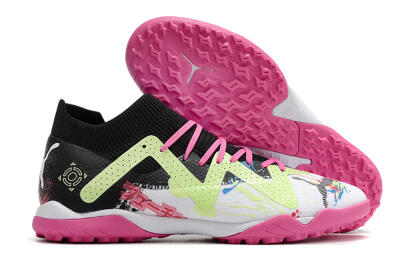 Puma Future X Powercat Tokyo Match TF Low-Tops Soccer Shoes - White/Black/Pink/Yellow