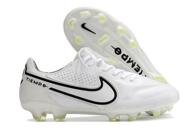 Nike Tiempo Legend 9 Elite FG Low-Tops Soccer Cleats - White/Black/Yellow
