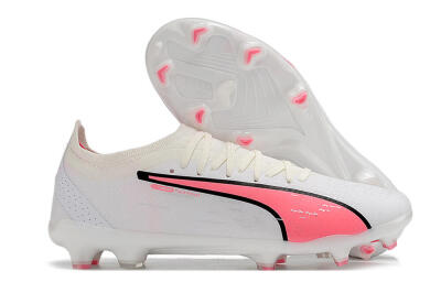 Puma Ultra Ultimate FG Low-Tops Soccer Cleats - White/Pink/Black