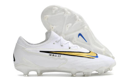 Nike React Phantom GX Academy FG Low-Tops Soccer Cleats - White/Gold/Blue