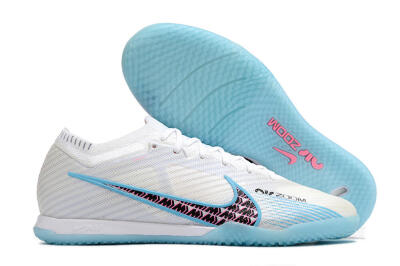 Nike Air Zoom Mercurial Vapor 15 Elite IC Low-Tops Soccer Shoes - White/Blue/Black/Pink