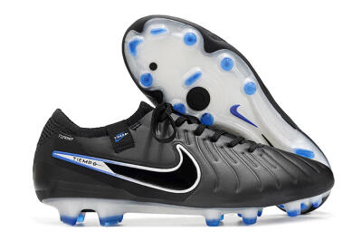 Nike Tiempo Legend 10 Elite FG Low-Tops Soccer Cleats - Black/Blue/Sliver