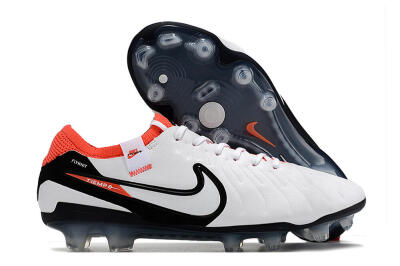 Nike Tiempo Legend 10 Elite FG Low-Tops Soccer Cleats - White/Black/Red