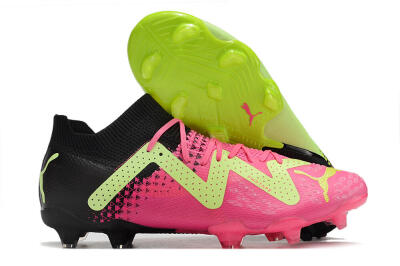 Puma Ultra Ultimate FG Low-Tops Soccer Cleats - Green/Pink/Black