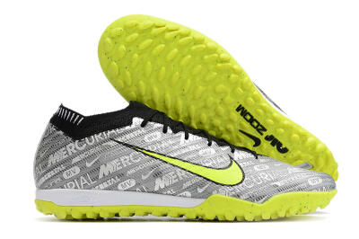 Nike Air Zoom Mercurial Vapor 15 Elite TF Low-Tops Soccer Shoes - Silver/Green/Black