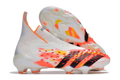 Adidas Predator Freak+ FG High-Tops Soccer Cleats - White/Black/Orange