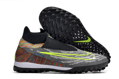 Nike Phantom GX Elite TF High-Tops Soccer Shoes - Grey/Green/Black/Rainbow