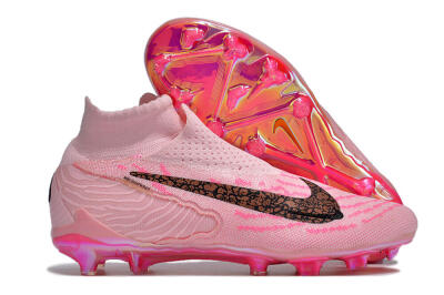 Nike Phantom GX Elite FG High-Tops Soccer Cleats - Pink/Black/Gold