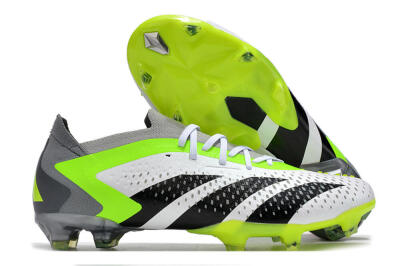 Adidas Predator Accuracy.1 FG Low-Tops Soccer Cleats - White/Black/Green/Grey