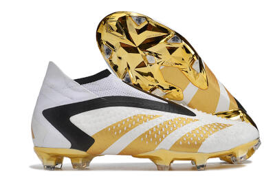 Adidas Predator Accuracy+ FG High-Tops Soccer Cleats - White/Gold/Black