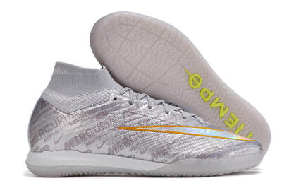 Nike Air Zoom Mercurial Superfly 9 Elite IC High-Tops Soccer Shoes - Silver/Gold/Yellow