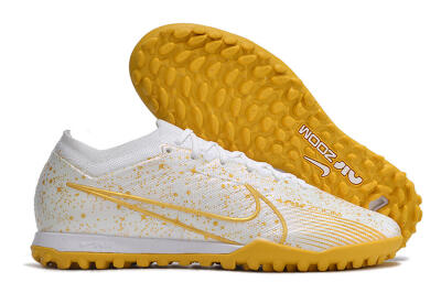 Nike Air Zoom Mercurial Vapor 15 Elite TF Low-Tops Soccer Shoes - White/Gold