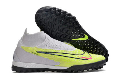Nike Phantom GX Elite DF Link TF High-Tops Soccer Shoes - Grey/Green/Pink