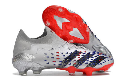 Adidas Predator Freak.1 FG Low-Tops Soccer Cleats - Silver/Blue/Red/Black