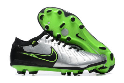 NikeTiempo Legend 10 Elite FG Low-Tops Soccer Cleats - Silver/Black/Blue