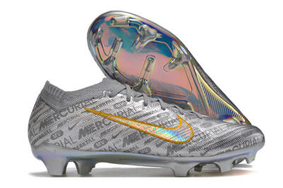 Nike Air Zoom Mercurial Vapor 15 Elite FG Low-Tops Soccer Cleats - Silver/Gold