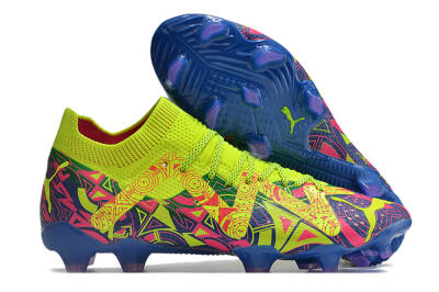 Puma Future Ultimate FG Low-Tops Soccer Cleats - Green/Blue/Pink