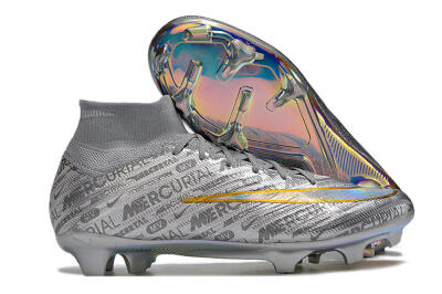 Nike Air Zoom Mercurial Superfly 15 Elite FG High-Tops Soccer Cleats - Sliver/Gold/Rainbow