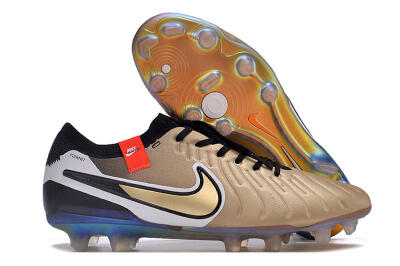 NikeTiempo Legend 10 Elite FG Low-Tops Soccer Cleats - Gold/Black/White