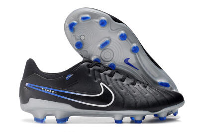 Nike Tiempo Legend 10 Academy FG Low-Tops Soccer Cleats - Black/White/Blue