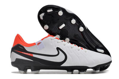 Nike Tiempo Legend 10 Academy FG Low-Tops Soccer Cleats - White/Black/Red