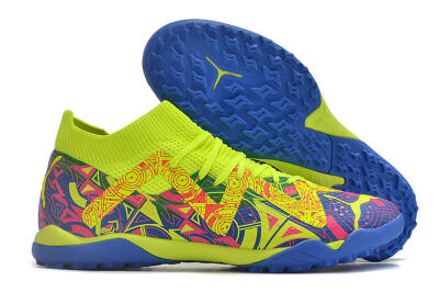 Puma Future X Powercat Tokyo Match TF Low-Tops Soccer Shoes - Blue/Yellow/Pink