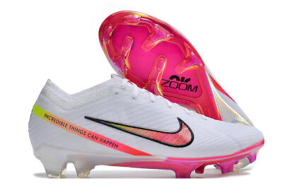 Nike Air Zoom Mercurial Vapor 15 Elite FG Low-Tops Soccer Cleats - White/Pink/Black/Yellow