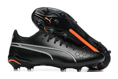 Puma King Ultimate Icon MG Low-Tops Soccer Cleats - Black/Silver/Orange