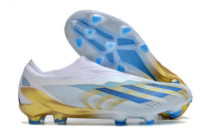 Adidas X Crazyfast.1 FG Low-Tops Soccer Cleats - White/Blue/Gold